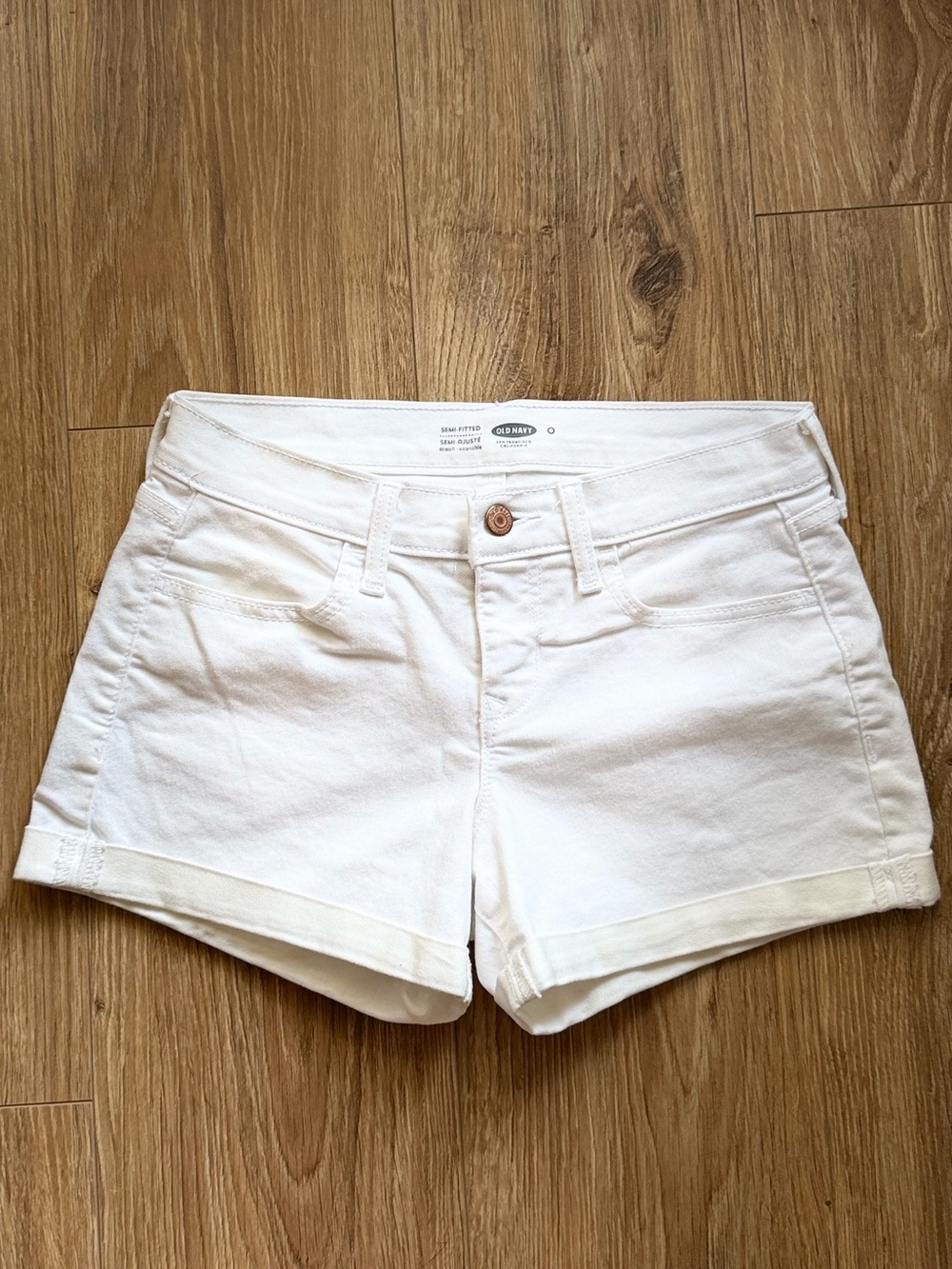 Old Navy Women's White Cuffed Denim Shorts